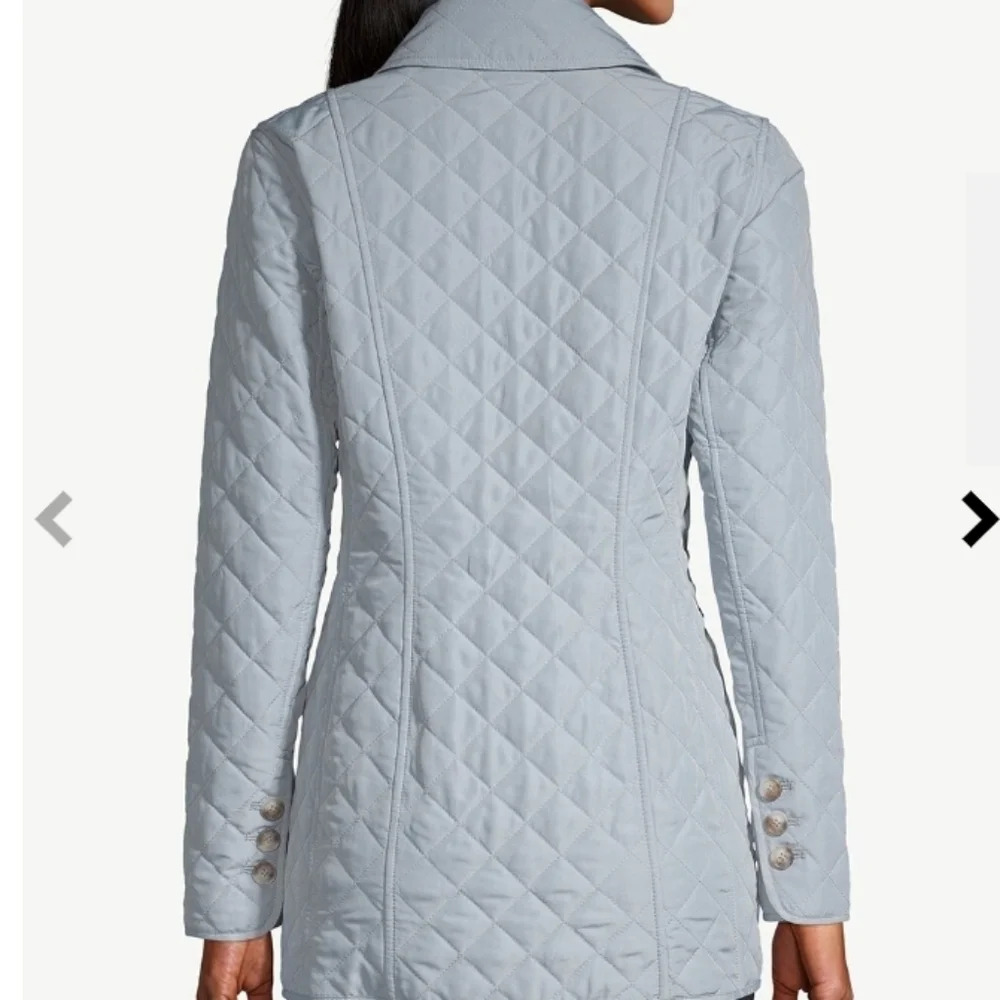 Chico's Quilted Jacket W Buttons Lt Sky Blue Size 2 NWT Plus Size - Picture 2 of 5